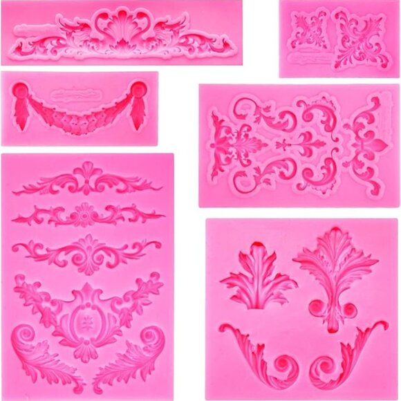 Baroque Style Curlicues Scroll Lace Fondant Silicone Mold cake 🎂 birthday party - Picture 1 of 16